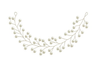 Fototapeta premium Pearl bridal hair vine accessory on transparent background