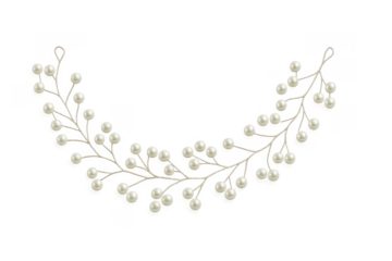 Pearl bridal hair vine accessory on transparent background