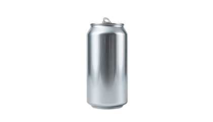 A sleek, metallic beverage can stands alone against a crisp white background, ready for your custom design or branding