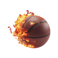 Basketball Ignited by Flames with Dynamic Movement on a Transparent Background