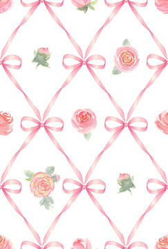Floral vintage trellis shabby chic seamless pattern