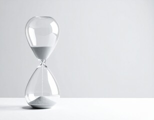 Reloj de arena transparente sobre fondo blanco  