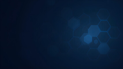 Dark Blue Abstract Hexagonal Pattern Background with Futuristic Technology Feel