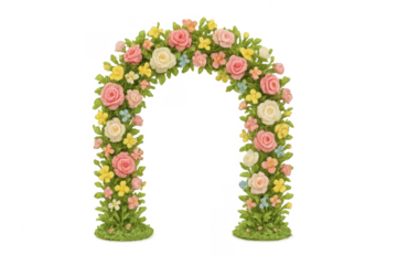 Flower arch symbolizing love and celebration on a transparent background