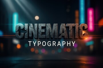 A detailed example of cinematic typography design featuring a dark, neon city background