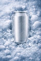 Silver Can Buried in Crushed Ice