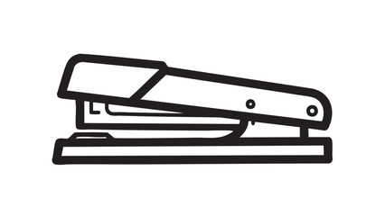 A stapler is depicted in a simple black line illustration on a white background.