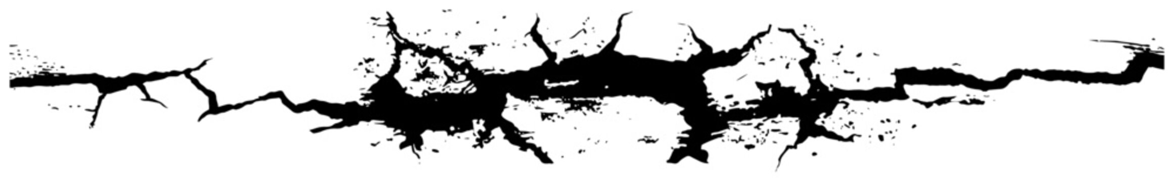 Horizontal ground crack fracture with grunge ink splatter texture
