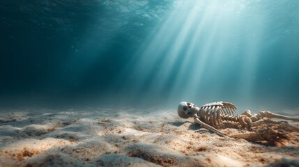 human skeleton under the sea