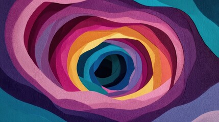 Abstract Colorful Paper Art Swirling Vortex of Hues