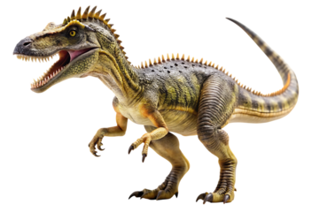 Silesaurus dinosaur model with mouth open on pure white background isolated on a transparent background