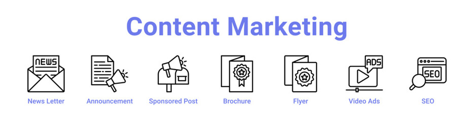 Content Marketing Icon Banner and Collection