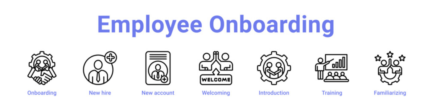 Employee Onboarding Icon Banner and Collection