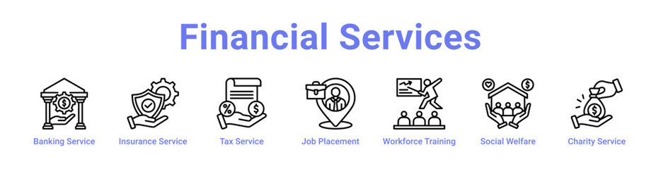 Fototapeta premium Financial Services Icon Banner and Collection