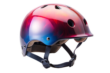 Fototapeta premium Colorful skateboarding helmet with blue pink and red hues isolated on a transparent background colorful helmet