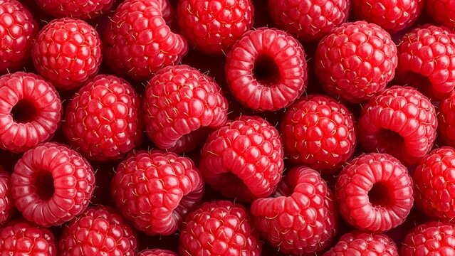 Vibrant display of fresh raspberries showcasing their intricate texture and ruby red color appeal
