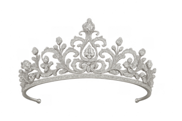 Ornate diamond tiara showing luxury and royalty on transparent background