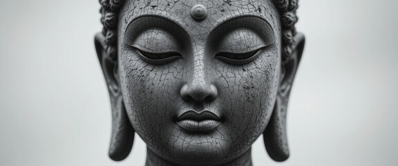 Ancient Cracked Buddha Statue Face
