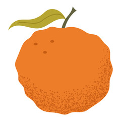 Simple orange illustration. Fresh orange fruit. Healthy food concept. Minimal flat vector design for interior, poster, cover, banner. Isolated on white background.