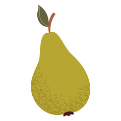 Simple pear illustration. Fresh pear fruit. Healthy food concept. Minimal flat vector design for interior, poster, cover, banner. Isolated on white background.