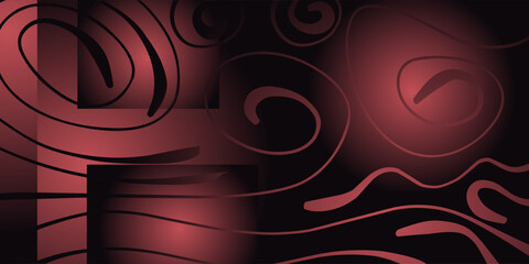 Dark Abstract Swirl Design with Red Glow Accents 