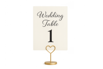 Wedding table number one with heart stand