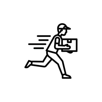 Delivery Person Running with Package.
