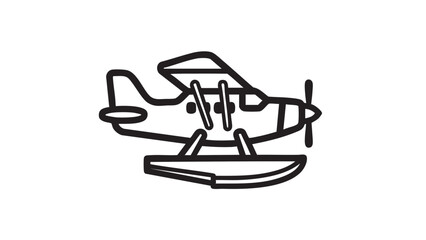 Fototapeta premium A simple line drawing of a small boat with oars on a white background