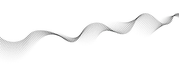 Flowing Dot Wave halftone gradient pattern on transparent background	
