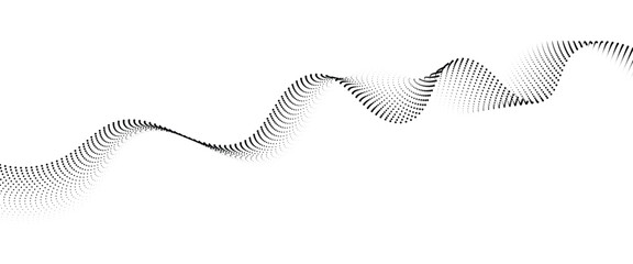 Flowing Dot Wave halftone gradient pattern on transparent background	

