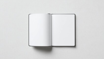 Mockup of opened blank square catalogue at white paper bacground