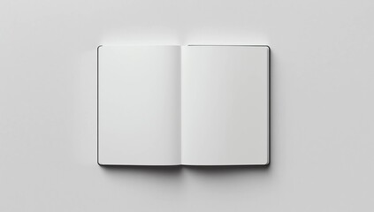 Mockup of opened blank square catalogue at white paper bacground