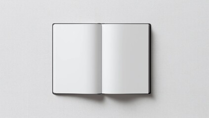Mockup of opened blank square catalogue at white paper bacground