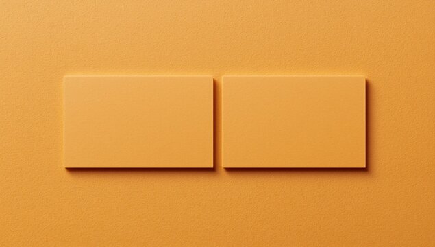 Mockup of two horizontal business cards at golden foil paper background