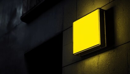 mockup with hanging outdoor glowing sign board at night