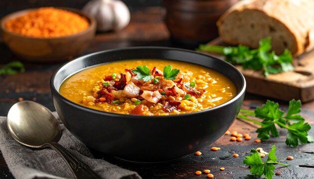 deftige Linsensuppe mit Speck