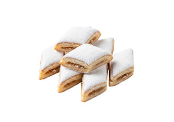 powdered sugar dusted puff pastry bites with cream filling