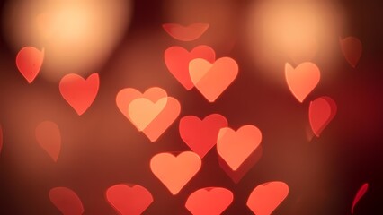Beautiful red hearts floating on dark background