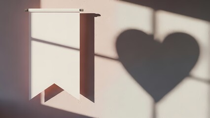 Blank banner with heart shadow on the wall