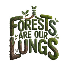 Forests are our lungs typography artwork isolated on white background
