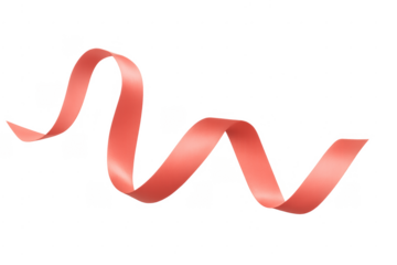 Pink satin wavy ribbon floating design element