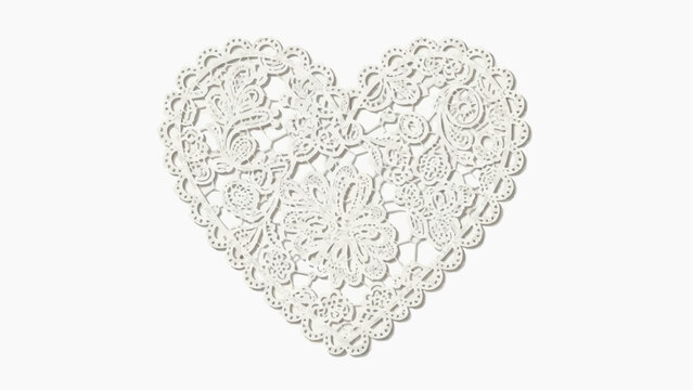 White lace heart doily