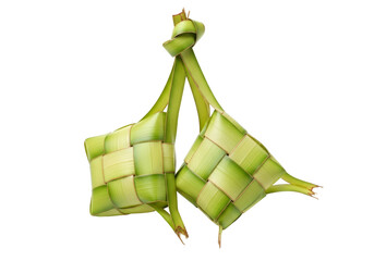 ketupat green woven palm leaf rice dumplings for ramadan eid mubarak
