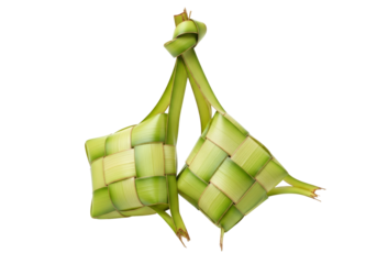 ketupat green woven palm leaf rice dumplings for ramadan eid mubarak