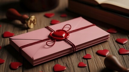 Romantic Pink Gift Box with Red love Seal
