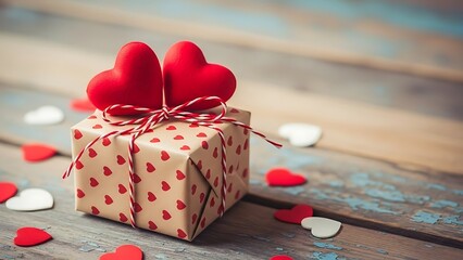 Romantic Gift Box with Heart Decorations

