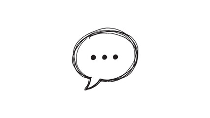 Hand-drawn sketchy speech bubble with an ellipsis, representing communication or thought.