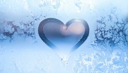 Heart of Winter: A frosty embrace of a heart-shaped window, delicately etched against a wintery panorama, speaks of love's enduring beauty amidst the cold. 