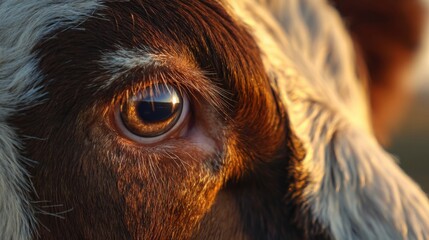 Close-Up of a Cow's Eye at Sunset