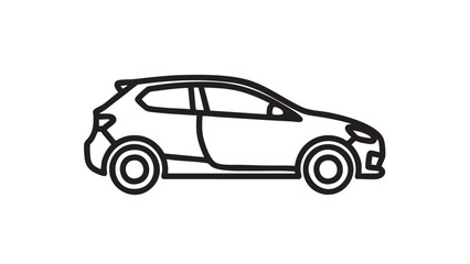Fototapeta premium Simple line drawing of a modern car viewed from the side